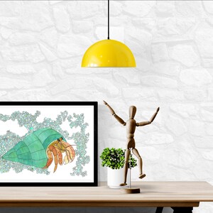 Illustration bernard l&#39;hermite in watercolor to frame for living room, office or bedroom, Between heaven and earth