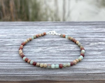 African Opal Jasper Anklet: Bohemian Sea Sediment Beaded Anklet