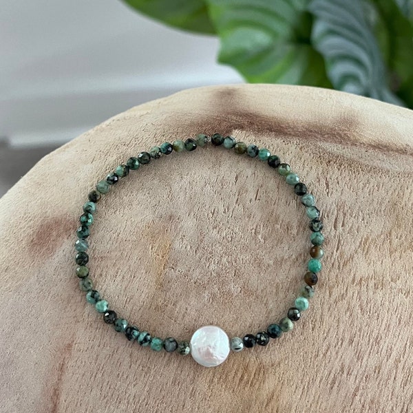 Coin pearl and African turquoise bracelet, turquoise beach jewelry, bohemian beach bracelets, gemstone bracelet, freshwater pearl bracelet