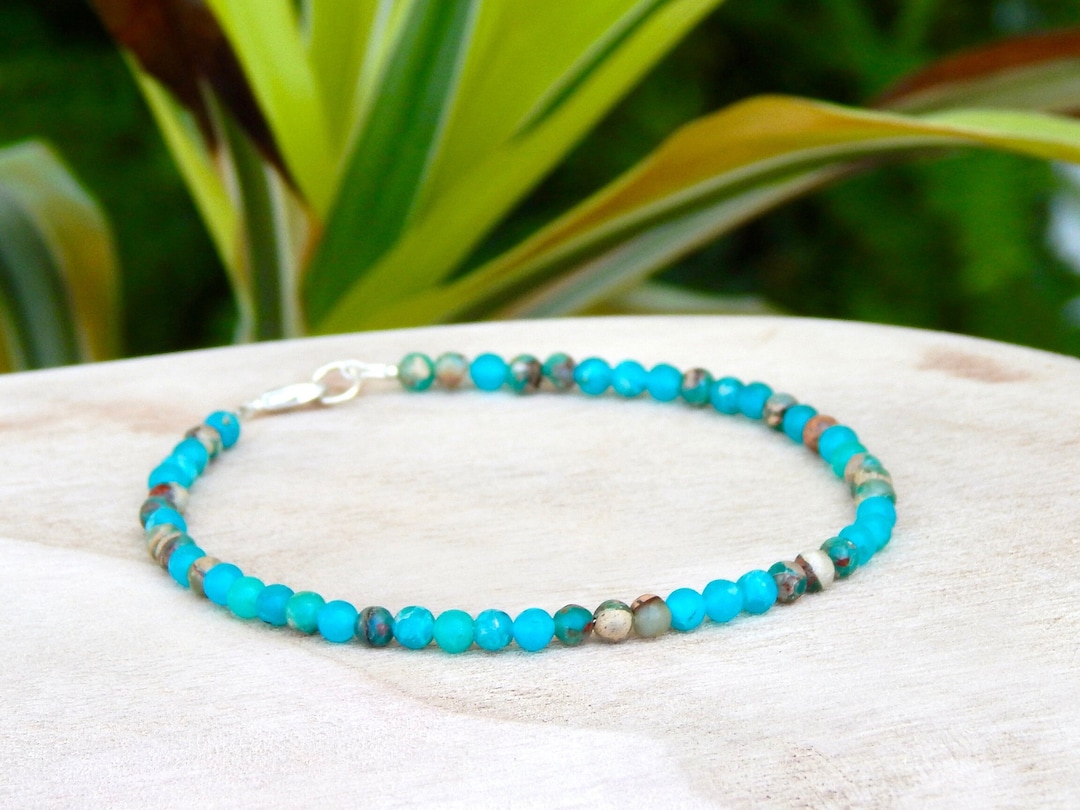 Tidal Waves Marbled Blue Bead Anklet main image 0