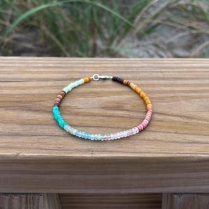 sunset beach anklet, colorful gemstone ankle bracelet, handmade ocean jewelry
