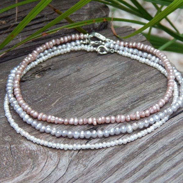 freshwater pearl anklets, pearl anklet, white pearl anklet, pink pearl anklet, gray pearl anklet, beach anklets