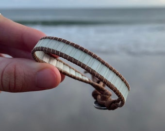 Seaglass vegan wrap bracelet, bohemian beaded wrap bracelet