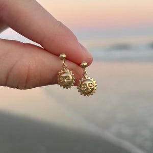 sunshine stud earrings, 14k gold filled boho beach jewelry