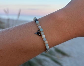 amazonite gemstone bracelet with shark tooth