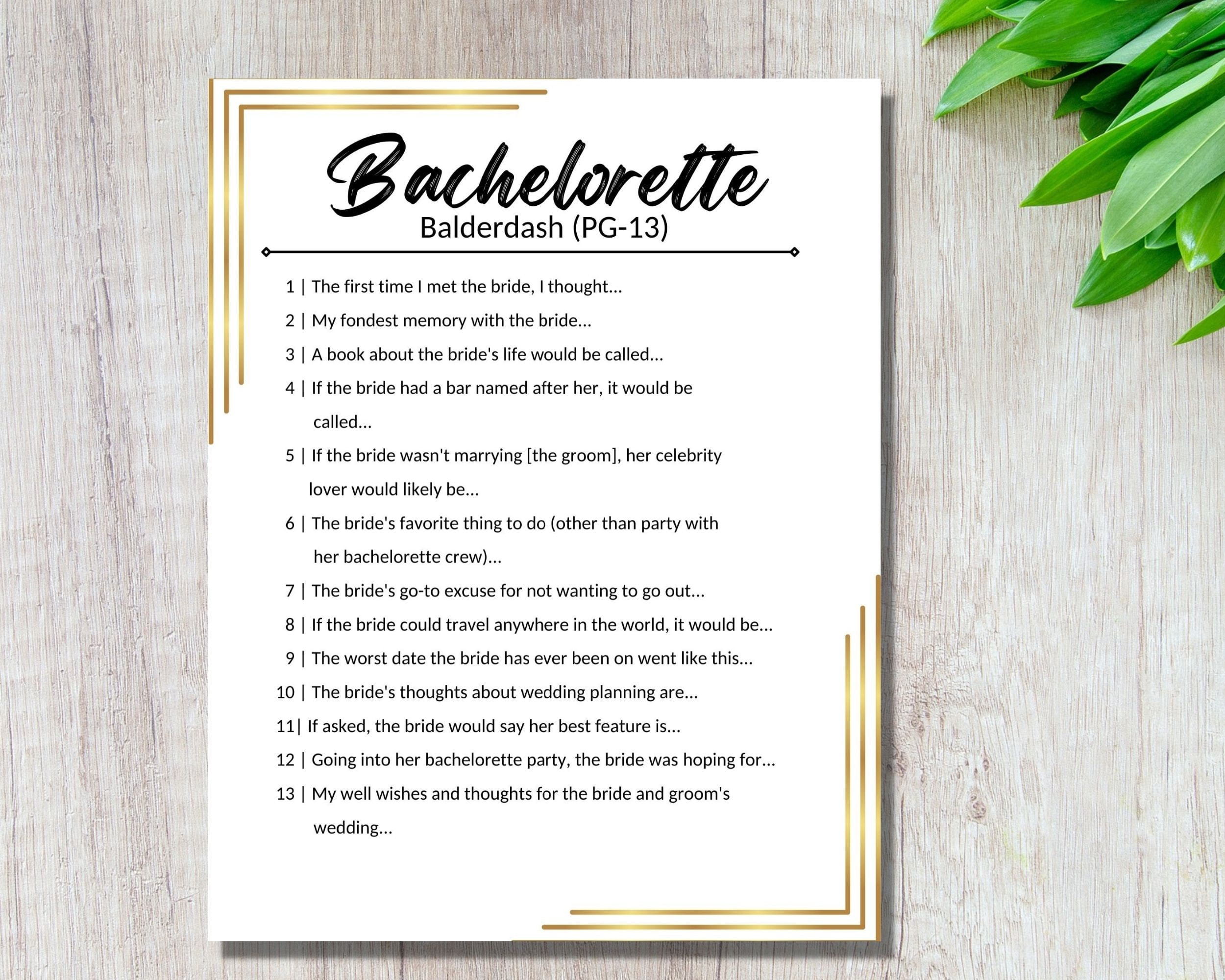 Bachelorette Party Game Balderdash | Bridal Party | Minimalist Modern ...