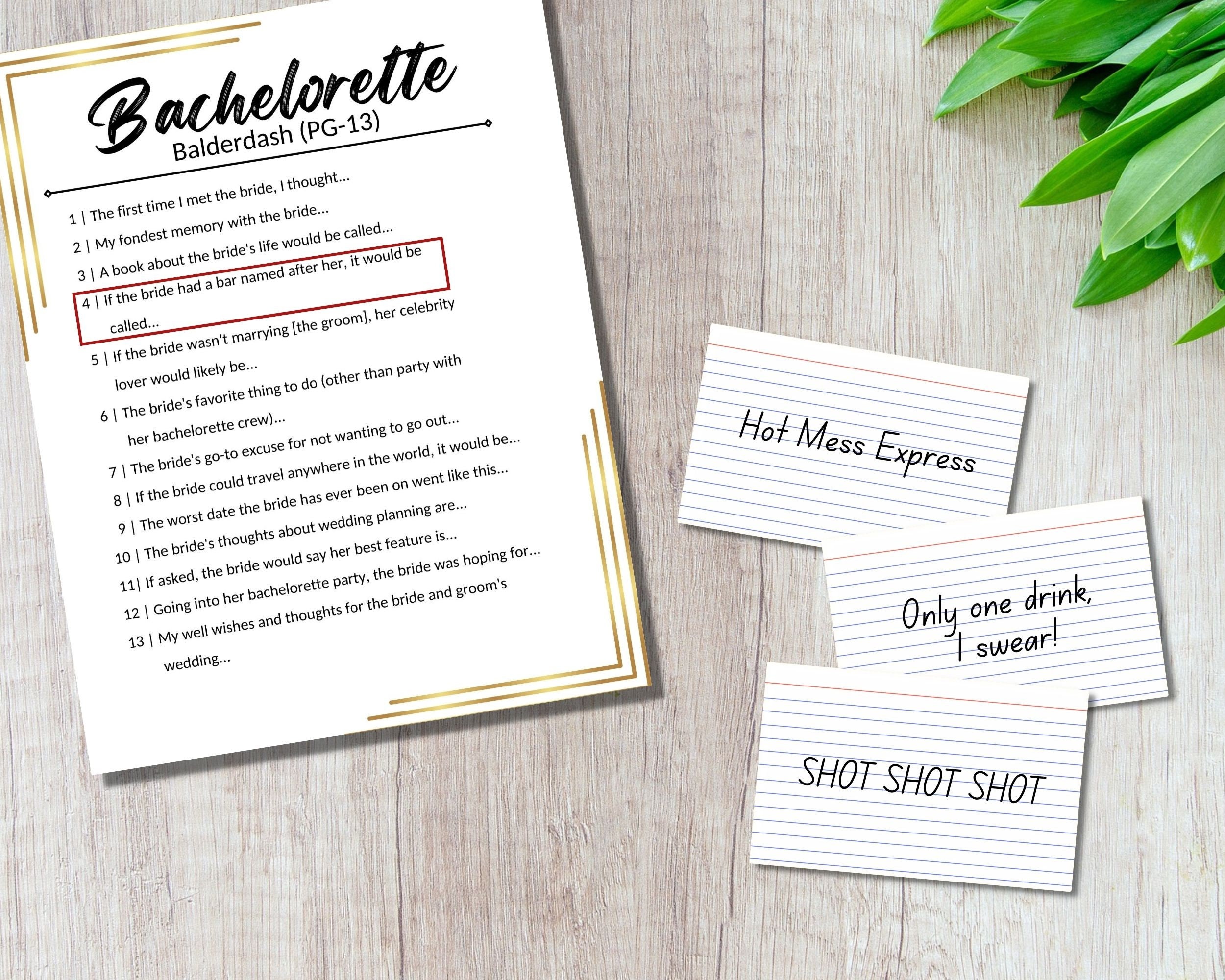 Bachelorette Party Game Balderdash | Bridal Party | Minimalist Modern ...