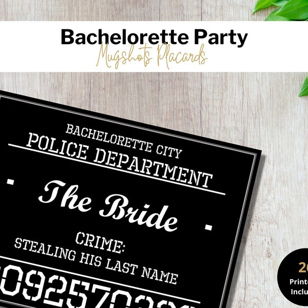 Bachelorette Party Mugshots  | Bachelorette Party Game | Bridal Party | Minimalist Modern | Mugshot Printables | Digital Download