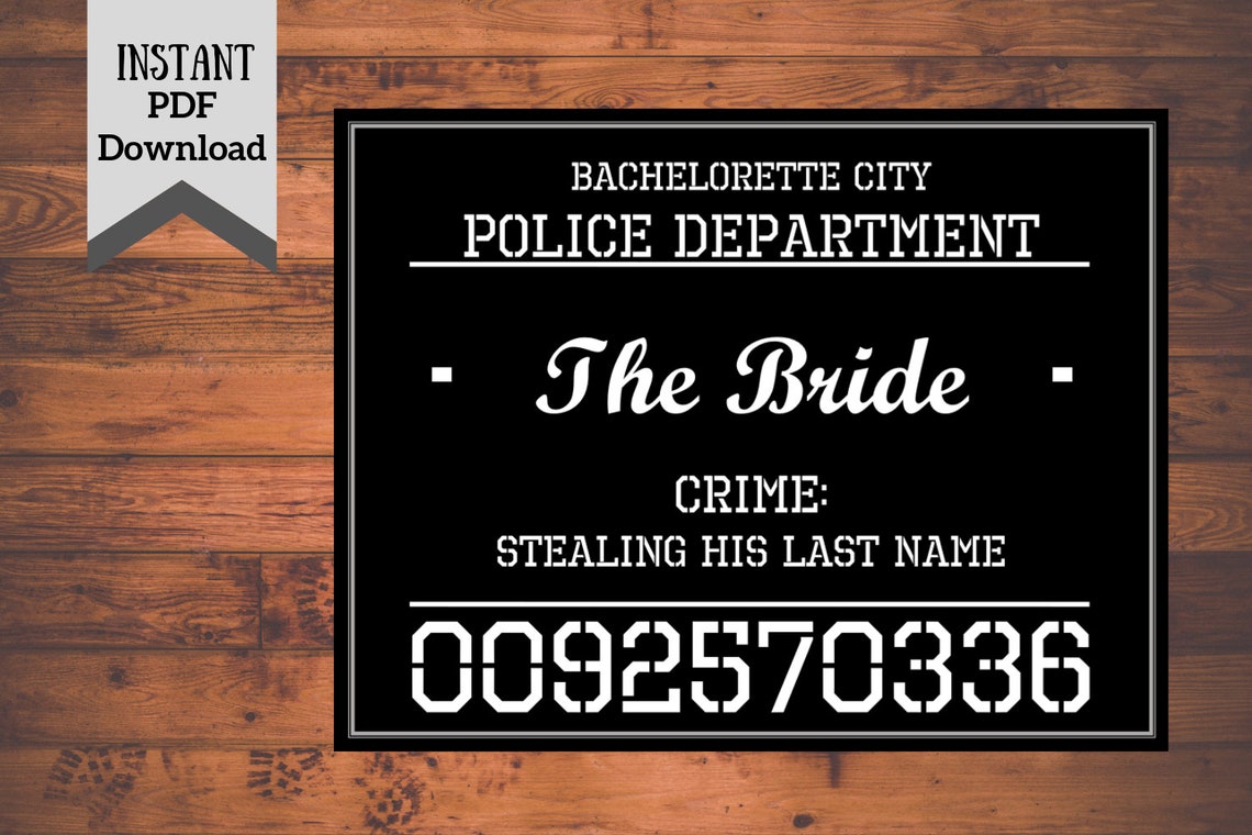 Bachelorette Party Mugshot Printables Etsy