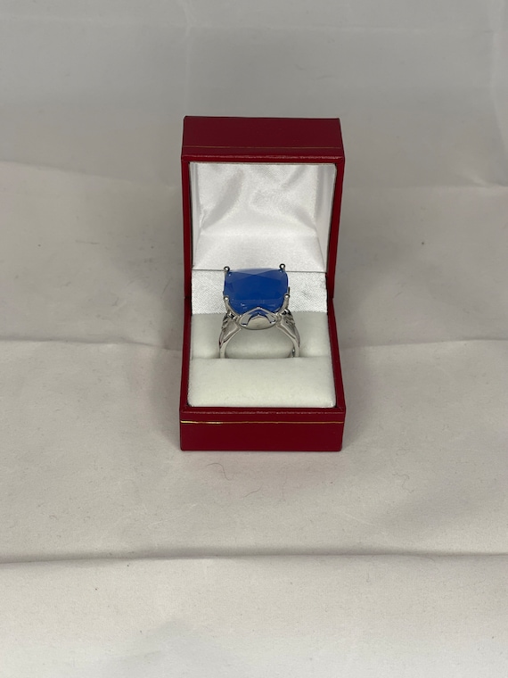 Statement Blue Faceted Cushion Cut 925 Sterling Si