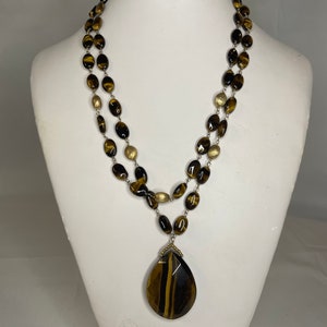 Stratify Tigers Eye 18K Yellow Gold Over Sterling Silver 2 Strand Necklace