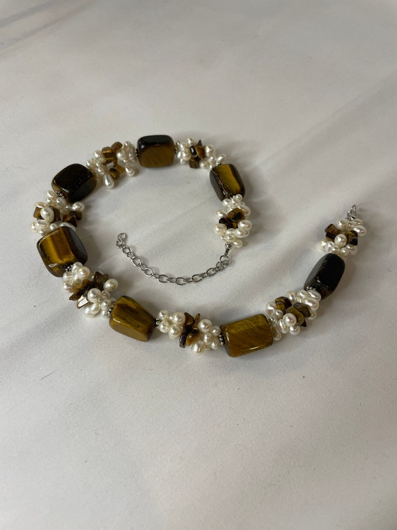 Chunky tiger eye cluster cultured pearls, Ross Si… - image 6