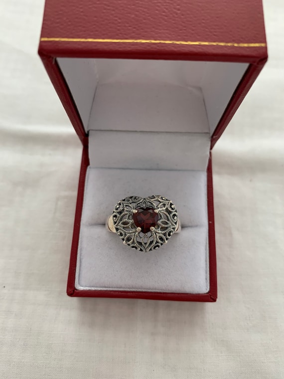 Ruby Garnet Color Heart Shape Simulated Gemstone … - image 1