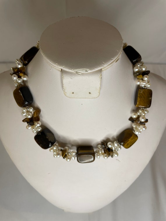 Chunky tiger eye cluster cultured pearls, Ross Si… - image 3