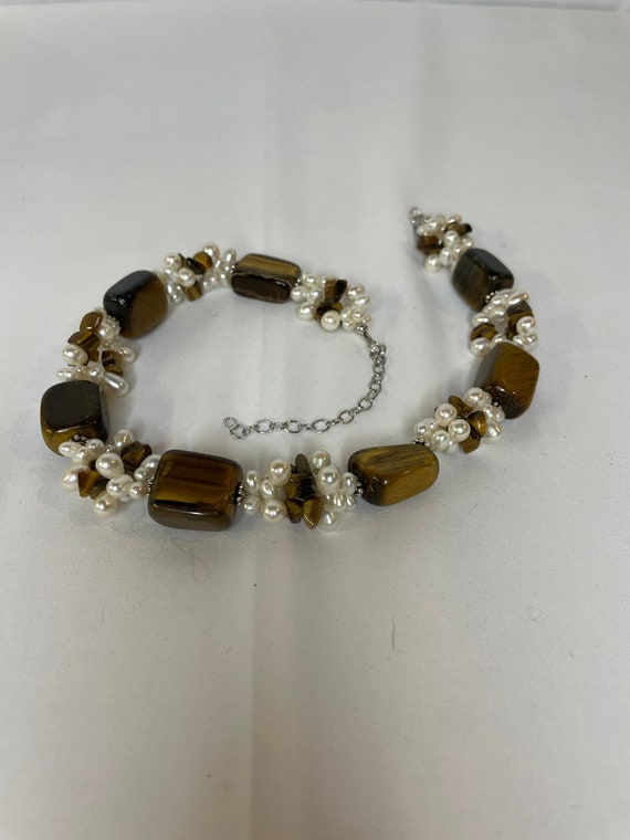Chunky tiger eye cluster cultured pearls, Ross Si… - image 5