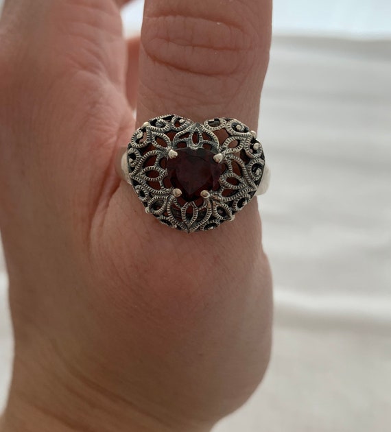 Ruby Garnet Color Heart Shape Simulated Gemstone … - image 4