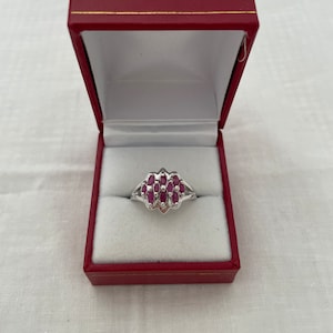 Marquise Multi Ruby Simulated Sterling Silver 925 Ring