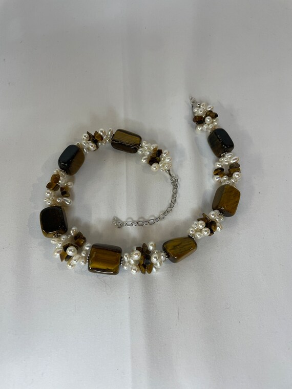 Chunky tiger eye cluster cultured pearls, Ross Si… - image 4