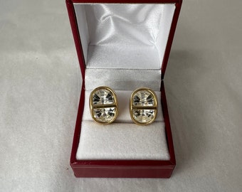 D.S.Co David Swarovski Crystal Clip On Earrings Goldtone Unquie Design