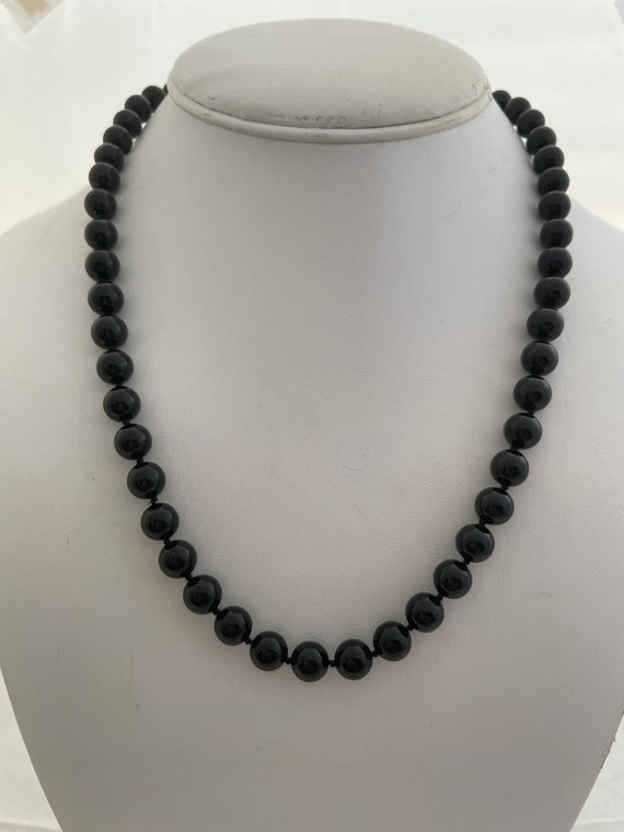 14K Gold Black Onyx Bead Necklace - Etsy