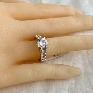 White Diamonds Simulated Rhodium over Sterling Silver 925 Rose Vermeil Beautiful Ring