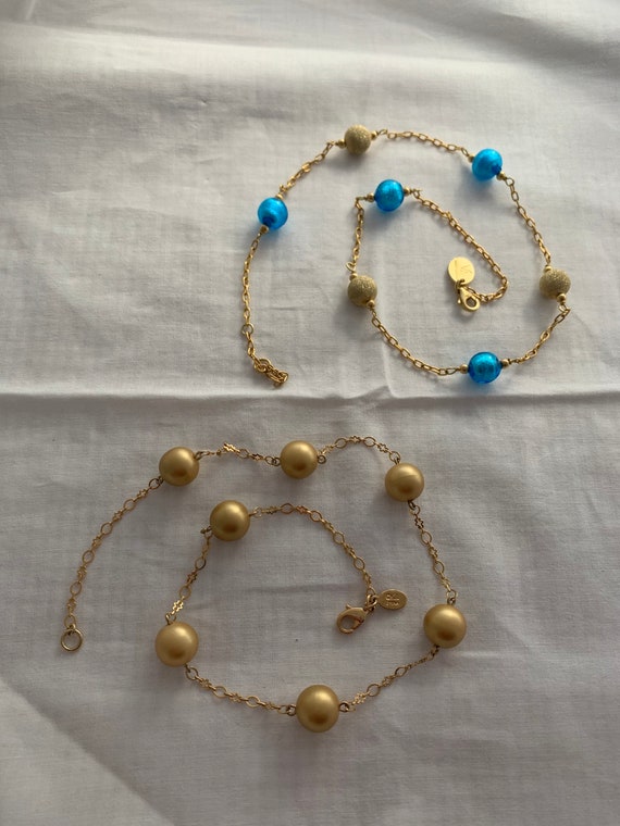 2 KJL Kenneth Jay Lane Necklaces Blue Glass Beads,