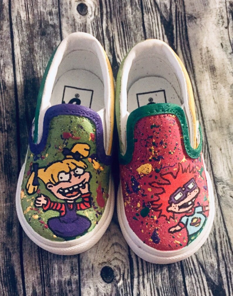 Cartoon inspired custom hand painted canvas shoes