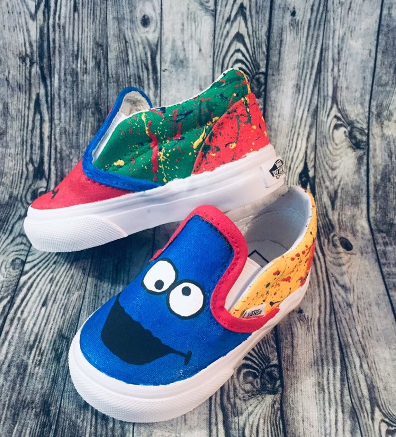Cartoon inspired custom hand painted canvas shoes