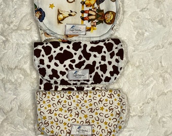 Burpcloth in cotone di alta qualità - Set da 3 - Regalo per baby shower - Cavalli da rodeo da cowboy cowgirl