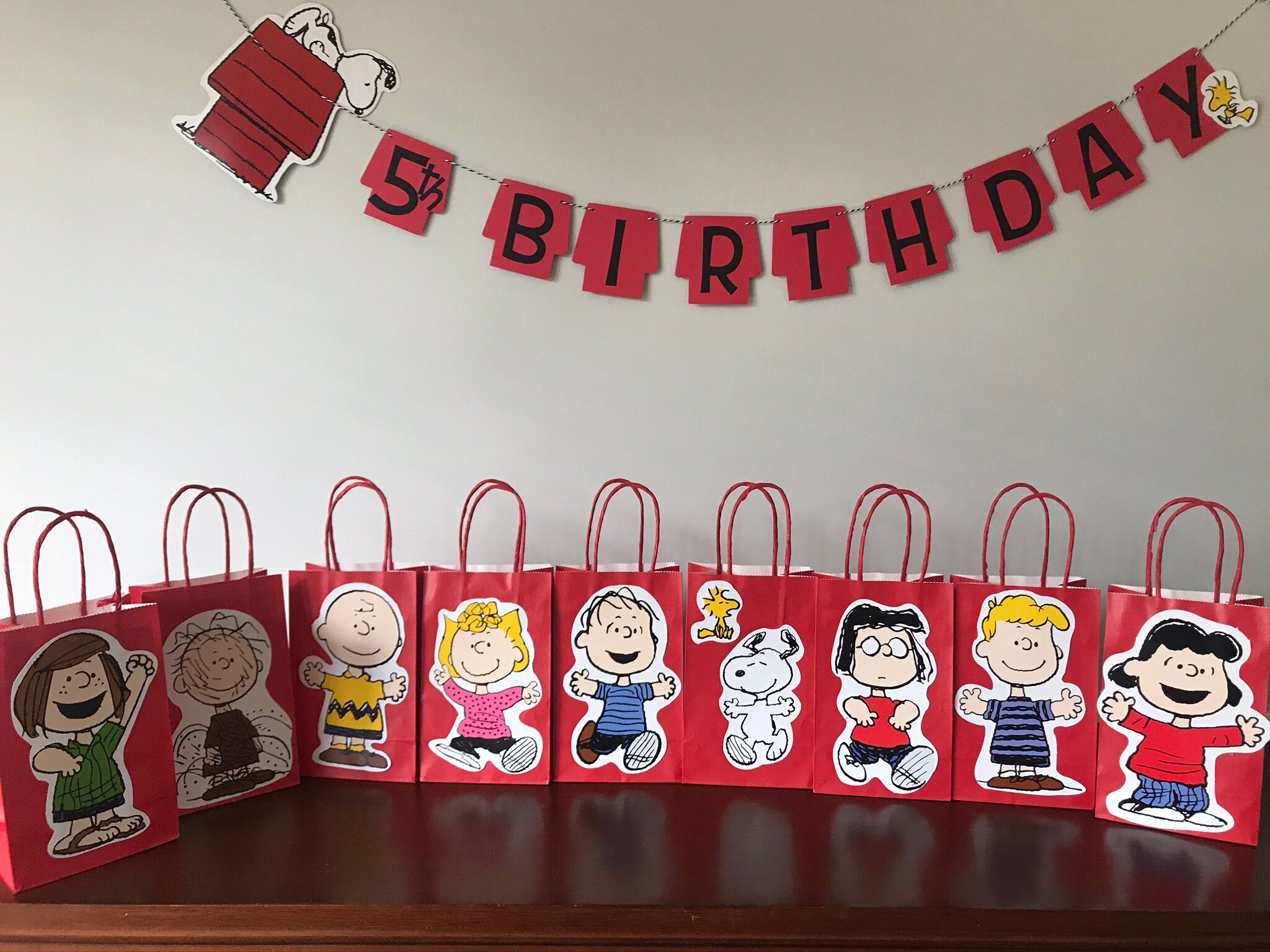 Peanuts Snoopy Banner Gift Bags Goodie Bags Party Birthday Etsy