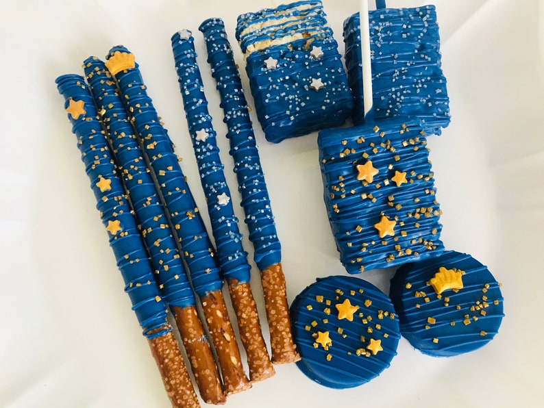 Royal Blue Chocolate Covered Pretzels Oreo Cookies Rice Krispy Etsy
