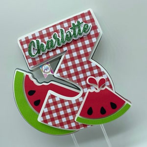 Watermelon cake topper, personalized watermelon birthday party, personalized watermelon birthday decoration, watermelon theme pary,