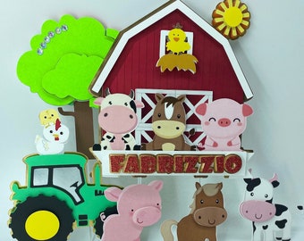 Farm Animals Birthday Cake Topper, Barnyard Party Decoration