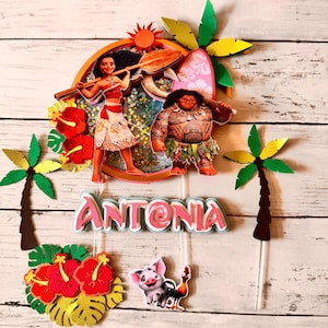 Schmuck für die Kuchen von Moana/Dekorationen der Kuchen/Geburtstagsparty für Moana personalisiert/Fiesta für die Kuchen von Moana/Adorno für Kuchen der Prinzessin/Adorno für Kuchen der Inspiration in Moana
