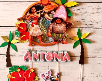 Personalisierter Moana Cake Topper: Geburtstags-Partydekoration