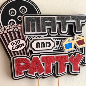 Movie theme cake topper/ custom movie theater cake topper/ movie night cake topper/ Hollywood theme cake topper/ cinema cake topper/