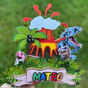 Dinosaur cake topper, Jurassic cake topper, dinosaur birthday party, dinosaur party, personalized 3D cake topper, dinosaur custom  party