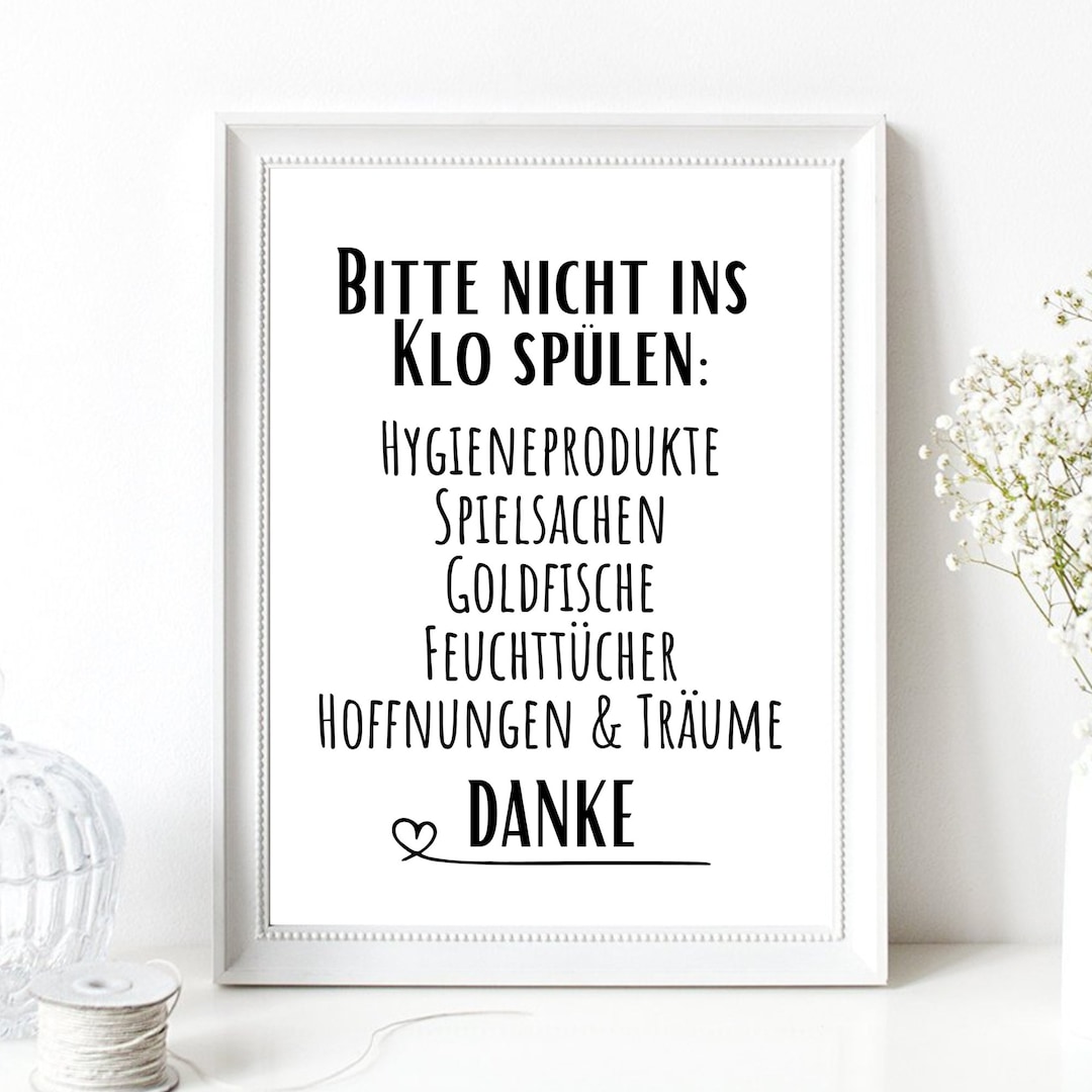Din A4 Kunstdruck ohne Rahmen Lustiger Spruch Bitte nicht ins Klo