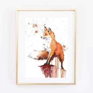 Din A4 Art Print Unframed Watercolor Fox Forest Animal Autumn Watercolor Print Image Poster