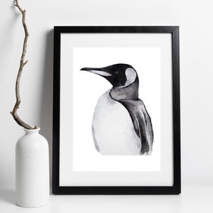 Din A4 Art Print senza cornice - Pinguino Imperatore - Penguin Watercolor Print Poster Image