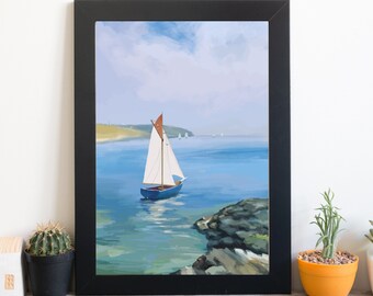 3er Set Aquarell Segelboot Kunstdrucke DIN A4 | Maritime Poster Für Badezimmer & Wohnzimmer – Ohne Rahmen