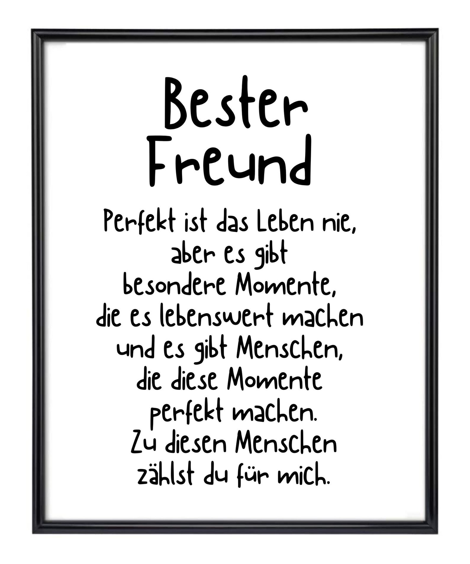 Din A4 Kunstdruck ohne Rahmen Spruch Bester Freund Danke Etsy