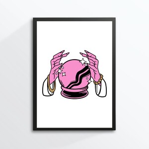 Din A4 Art Print without Frame - Boule de verre - Fortune Telling Hands Mysticisme ésotérique Gothique Future Picture Poster
