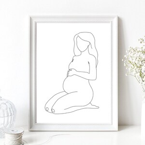 Din A4 Kunstdruck ohne Rahmen - Werdende Mutter - Schwangerschaft Baby Neugeborenes Babybauch Mutter Hebamme Geschenk Druck Poster Bild