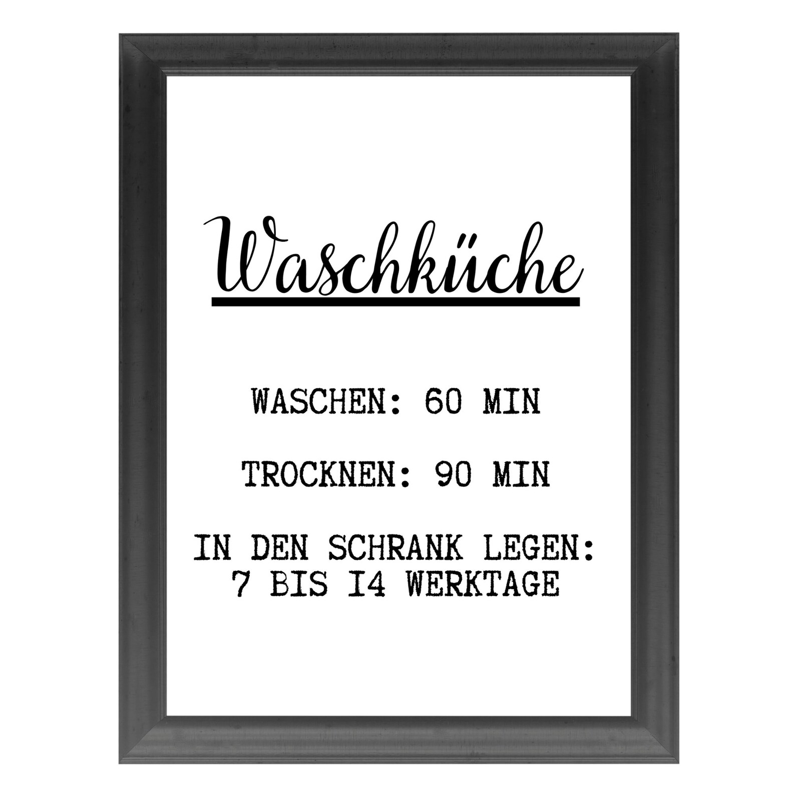 Din A4 Kunstdruck ohne Rahmen Lustiger Spruch Waschküche Küche Wäsche