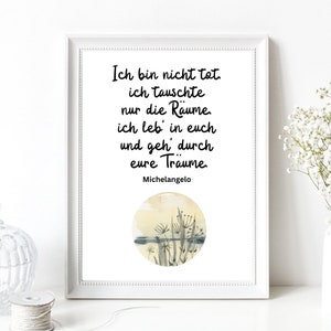Art print Din A4 - saying Michelangelo - I'm not dead - dreams consolation mourning mourning altar - print poster picture - without frame