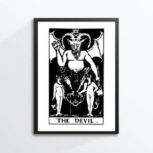 Din A4 Art Print zonder Frame Tarotkaart Tarot - De Duivel - De Duivel Satan Gothic 666 Waarzegger Esoterische Ruiter Waite Vintage Foto Poster
