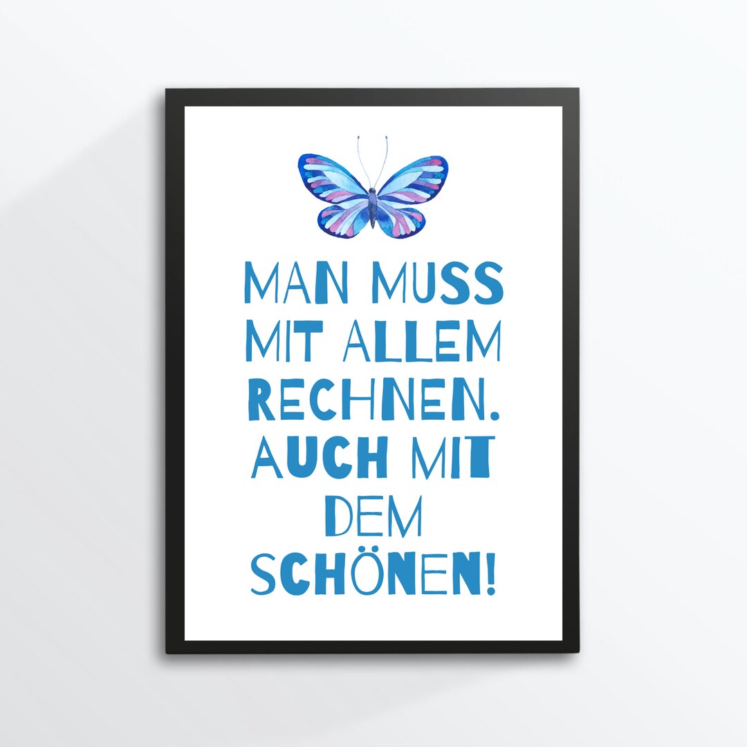 Din A4 Kunstdruck ungerahmt Spruch Mit Schönem rechnen Optimismus