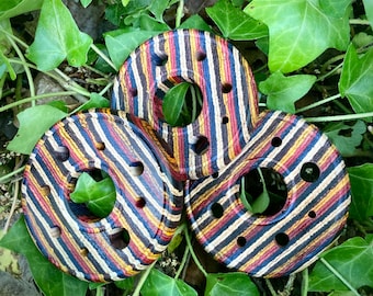 Large Exotic Hardwood Rainbow Spinnning Diz With 9 Holes to Make Your Own Roving