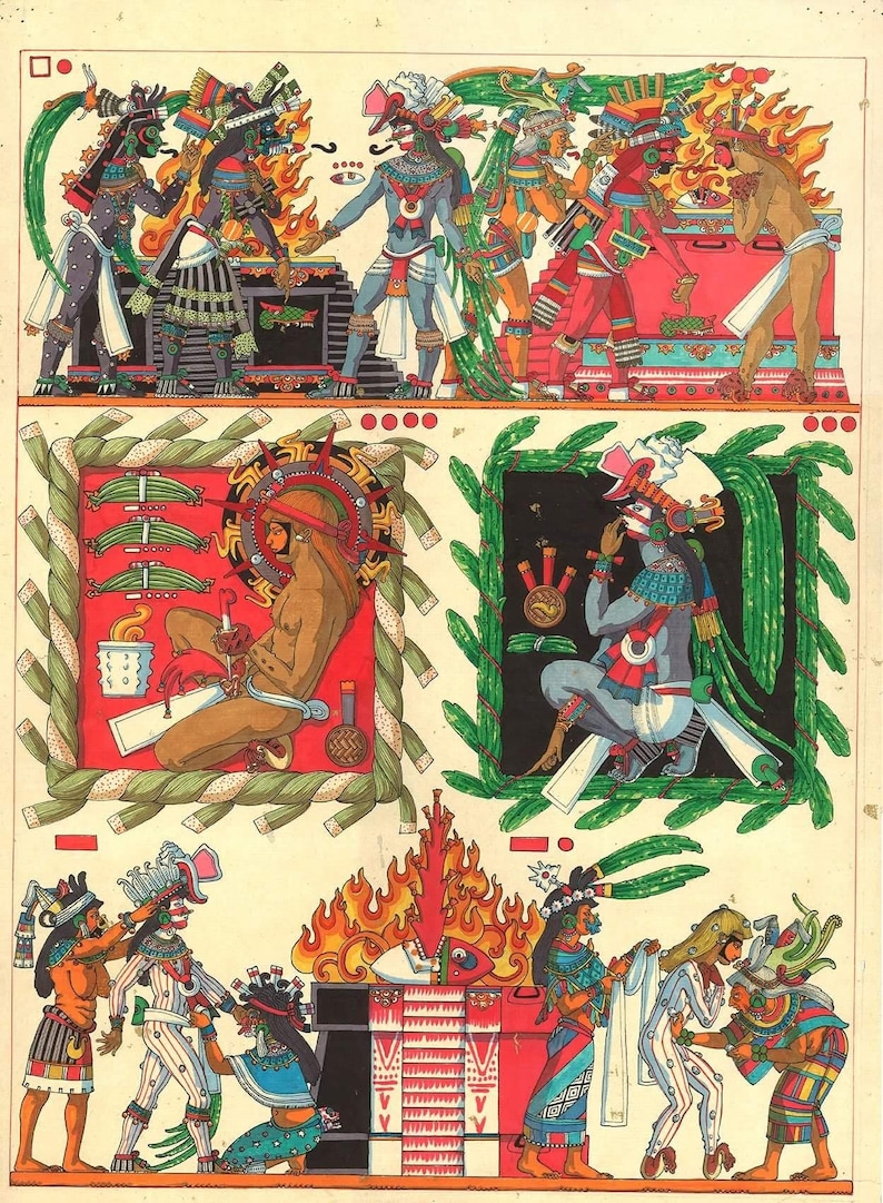 The Birth of the Fifth Sun Aztec Mexican Spirituality Art Etsy